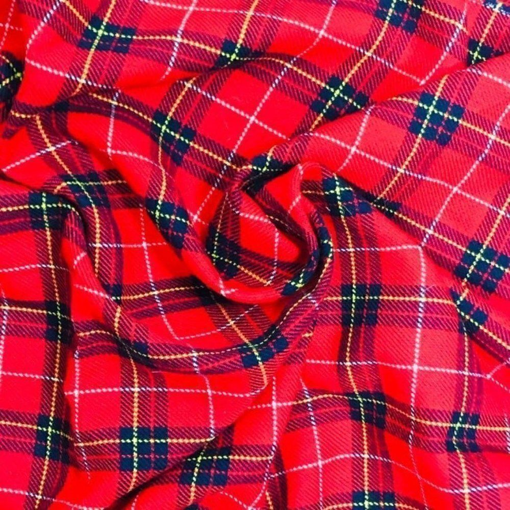 Scotch Plaid Fabric Wool Poly Blend 1 yard